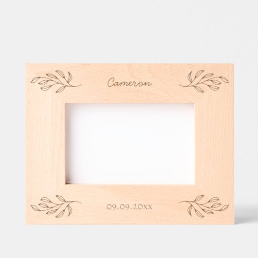 Neuer Personalisierter Babyname Datum Botanische B Geätzte Rahmen (Vorderseite)