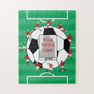 Neuer Personalisierter Fußballball und Spielerrot Puzzle