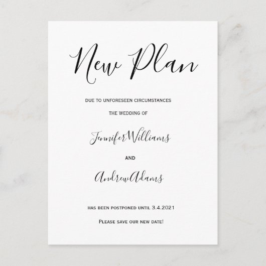 Neuer Plan ändern Sie einfach das Datum Karten (Vorderseite)