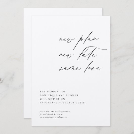 Neuer Plan Datum der Liebe Änderung der Pläne Einladung (Vorne/Hinten)