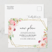 Neuer Plan Elegante Blush Geometrische Hochzeit Postkarte (Vorne/Hinten)