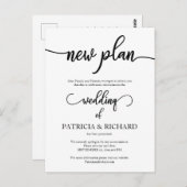Neuer Plan für verspätete Hochzeitsankündigung Postkarte (Vorne/Hinten)