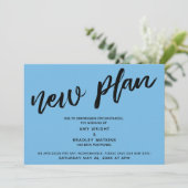 Neuer Plan Hinausgezögert Wedding Classic Blue Car Einladung (Stehend Vorderseite)