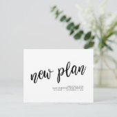 Neuer Plan, Hochzeitaufschub, minimaler Schwarz Postkarte (Stehend Vorderseite)