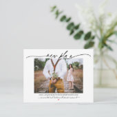 Neuer Plan Kalligrafie Hochzeitverlängerung Postkarte (Stehend Vorderseite)