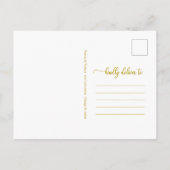 Neuer Plan Verspätete Hochzeitsankündigung Gold Postkarte (Rückseite)