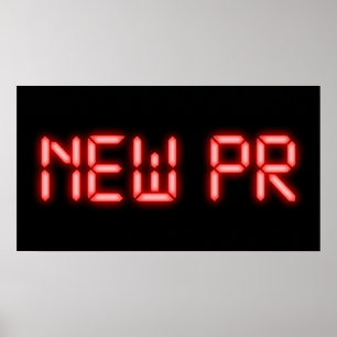 Neuer PR Laufmeilenstein Rotes Neon-Digital-Effekt Poster