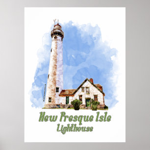 Neuer Presque Isle Leuchtturm Wasserfarben - Michi Poster