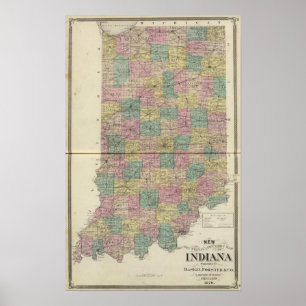 Neuer Querschnitt und Stadtplan von Indiana Poster