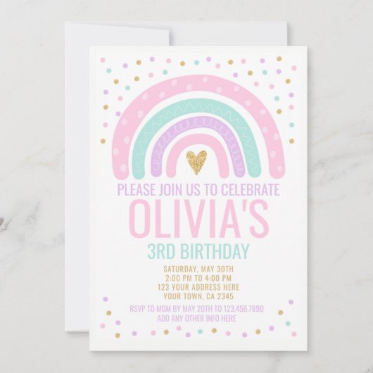 Neuer Regenbogen Einladung (Vorderseite)