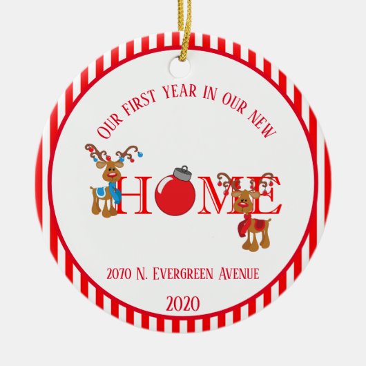 Neuer Rentier im ersten Jahr der Zuhause Keramik Ornament (Vorne)