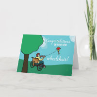 Neuer Rollstuhl Glückwunsch, Junge, Mann