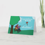 Neuer Rollstuhl Glückwunsch, Mädchen, Drachen Karte (Vorderseite)