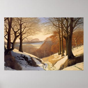 Neuer Schnee im Hangwald Poster