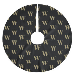 Neuer, schwarzer, monogrammatischer Anfangsbuchsta Polyester Weihnachtsbaumdecke