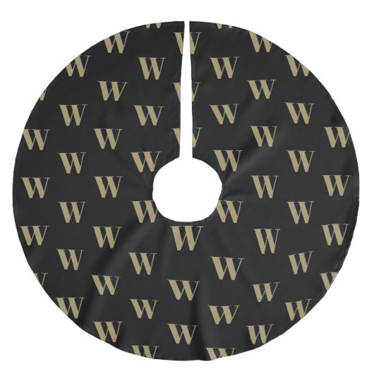 Neuer, schwarzer, monogrammatischer Anfangsbuchsta Polyester Weihnachtsbaumdecke (Vorderseite)