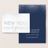 Neuer Start Navy Blue Happy New Year Confetti Folienkarte (Anzeige)