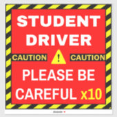 Neuer Studentenfahrer (Red Caution / Warning Sign) Aufkleber (Blatt)