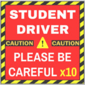 Neuer Studentenfahrer (Red Caution / Warning Sign) Aufkleber (Vorderseite)