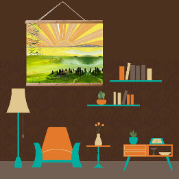 Neuer Tag mit Sonnenaufgang Inspiration Zitat Wandteppich Mit Holzrahmen