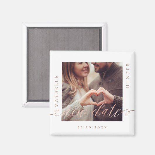 Neuer Termin für denselben Plan | Rose Gold Script Magnet (Vorderseite/Rückseite)