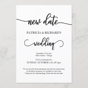 Neuer Termin für die vertagte Hochzeitsankündigung Einladung