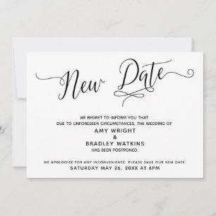 Neuer Termin für die vertagte Hochzeitsankündigung Einladung
