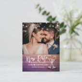 Neuer Termin für Hochzeitaufschiebung Änderung des Ankündigungspostkarte (Stehend Vorderseite)