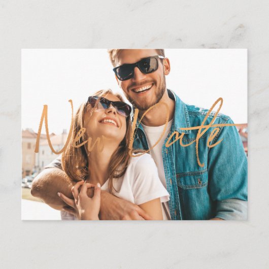 Neuer Termin Hochzeitsänderung der Pläne Verschieb Ankündigungspostkarte (Vorderseite)