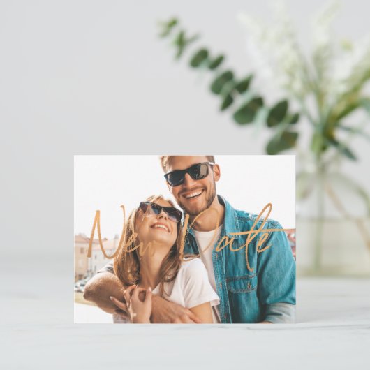 Neuer Termin Hochzeitsänderung der Pläne Verschieb Ankündigungspostkarte (Stehend Vorderseite)