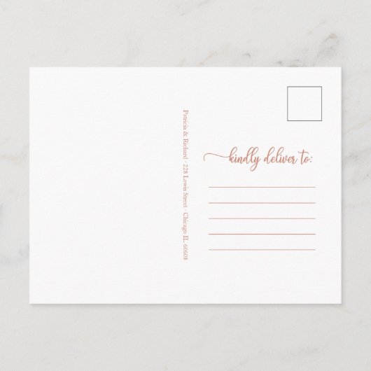 Neuer Termin verschoben Hochzeitsankündigung Rose Postkarte (Rückseite)