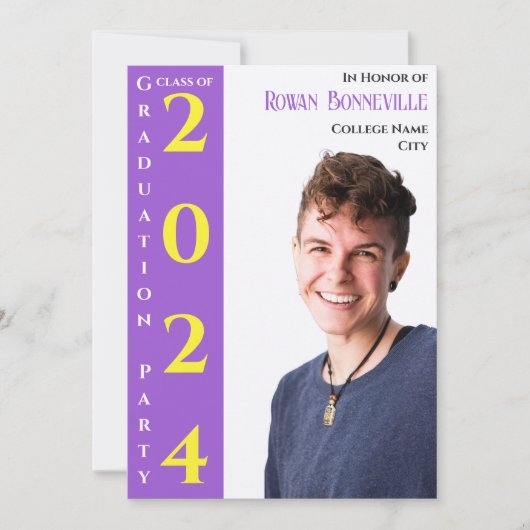 Neuer Text 1 Foto Gelb Lila Schwarz Save The Date (Vorderseite)