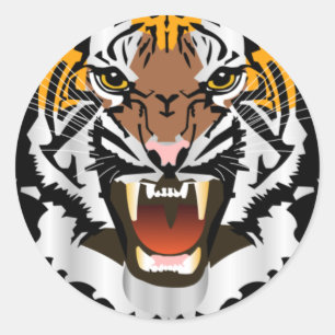 NEUER TIGER-KOPF RUNDER AUFKLEBER