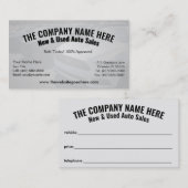 Neuer und gebrauchter Kfz-Vertrieb - Auto-Verkauf  Visitenkarte (Vorne/Hinten)