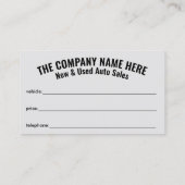 Neuer und gebrauchter Kfz-Vertrieb - Auto-Verkauf Visitenkarte (Rückseite)