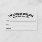Neuer und gebrauchter Kfz-Vertrieb - Auto-Verkauf Visitenkarte (Rückseite)