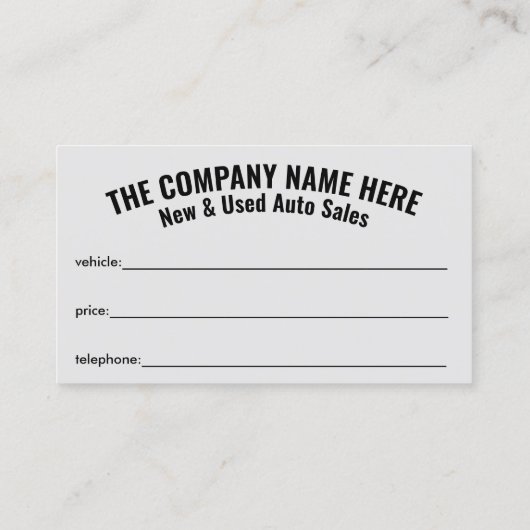 Neuer und gebrauchter Kfz-Vertrieb - Verkauf von A Visitenkarte (Rückseite)