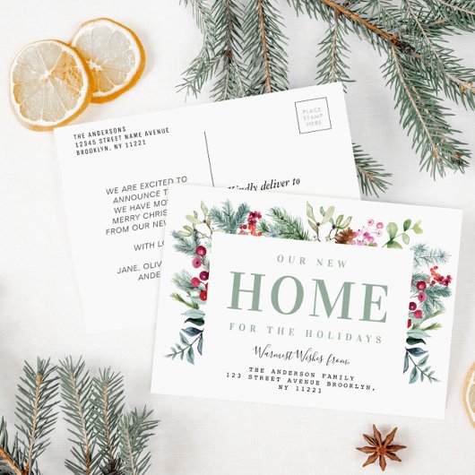 Neuer Urlaub Zuhause Bewegende Ankündigung Postkar Postkarte