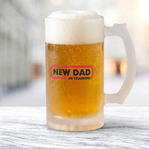 Neuer Vater im Training - eine Bier-Tasse für Mattglas Bierglas