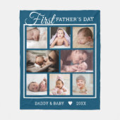 Neuer Vater Papa 8 Foto Collage Blue Fleecedecke (Vorderseite)