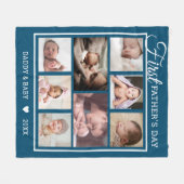 Neuer Vater Papa 8 Foto Collage Blue Fleecedecke (Vorderseite (Horizontal))