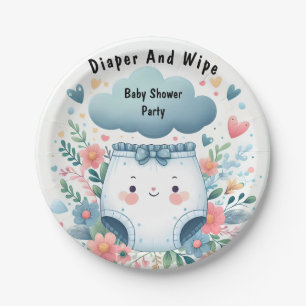 Neuer Vater Pink Blue Diaper und Wischen Baby-Dusc Pappteller