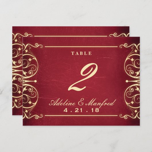Neuer Victorian: Red & Gold Table Number Postkarte (Vorne/Hinten)