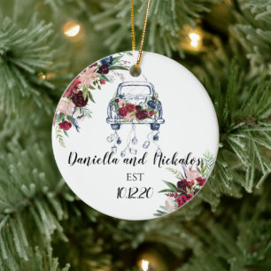Neuer Vintage Car Nur verheiratet Keramik Ornament