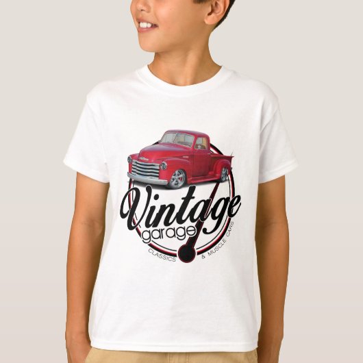neuer Vintager Garagen-LKW T-Shirt (Vorderseite)
