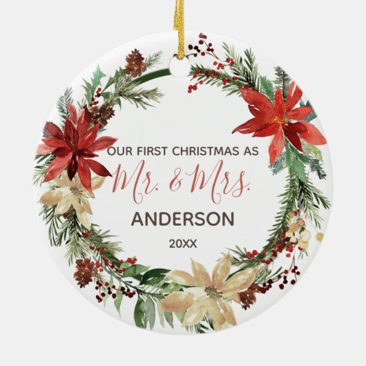 Neuer Vintager Weihnachtskranz Keramik Ornament (Hinten)