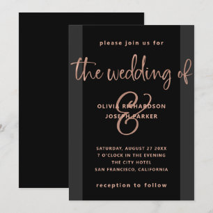 Neuer Vorschlag   Black and Rose Gold Wedding Einladung