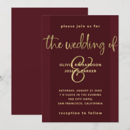 Neuer Vorschlag | Burgund und Goldhochzeit Einladung