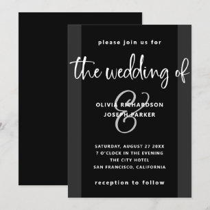 Neuer Vorschlag   Charcoal Black and White Wedding Einladung