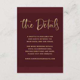 Neuer Vorschlag | Details zu Burgundy Gold Wedding Begleitkarte